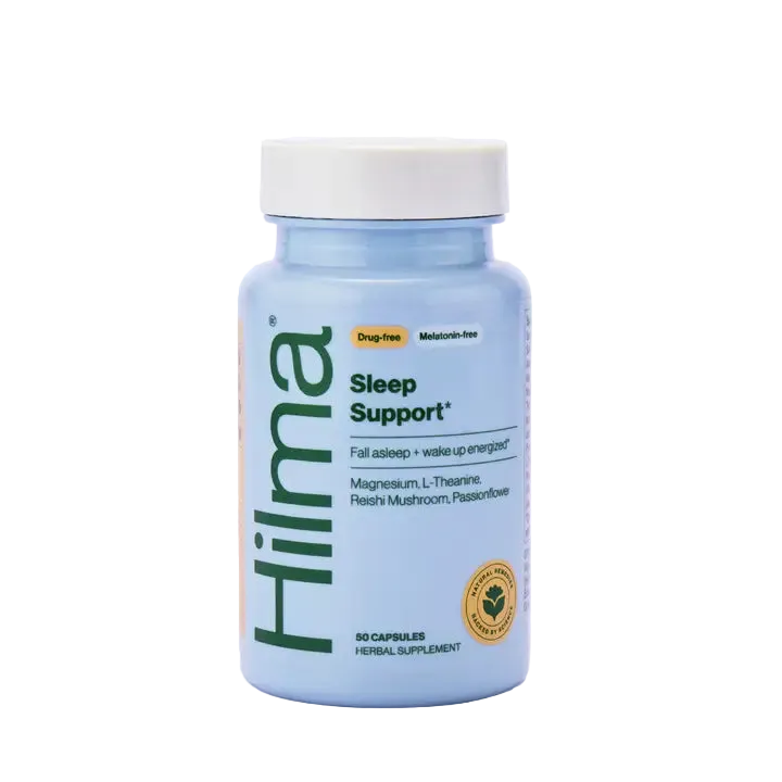 Hilma Sleep Support supplement bottle on a white background